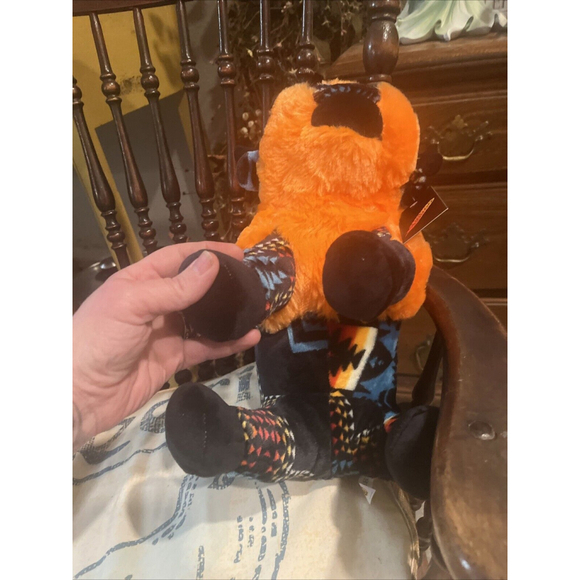 16 In Stuffed Animal Buffalo nWT Black And Orange By Nativo Western Pattern - Picture 7 of 10